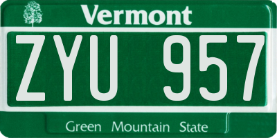 VT license plate ZYU957