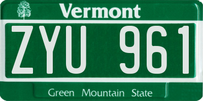 VT license plate ZYU961
