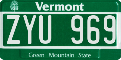VT license plate ZYU969