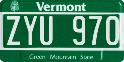 VT license plate ZYU970