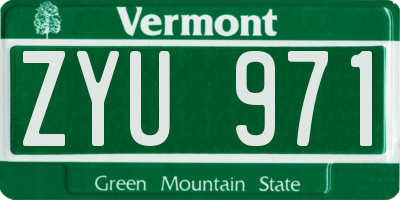 VT license plate ZYU971