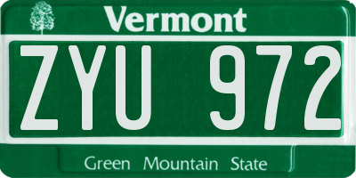 VT license plate ZYU972