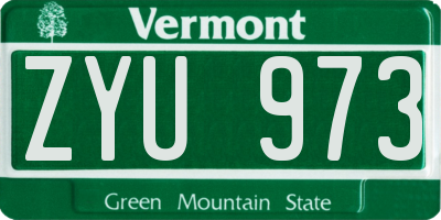 VT license plate ZYU973