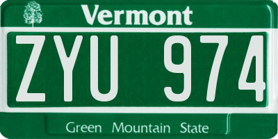 VT license plate ZYU974