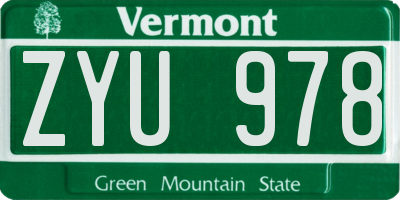 VT license plate ZYU978