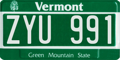 VT license plate ZYU991