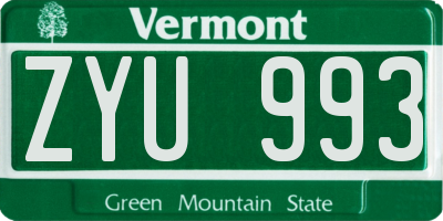 VT license plate ZYU993