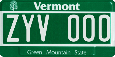 VT license plate ZYV000