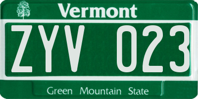 VT license plate ZYV023