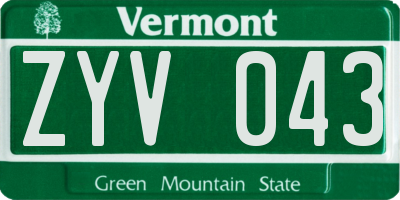 VT license plate ZYV043
