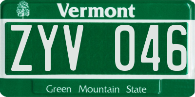 VT license plate ZYV046