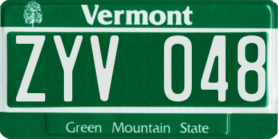 VT license plate ZYV048