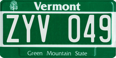 VT license plate ZYV049
