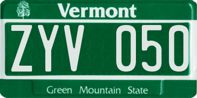 VT license plate ZYV050