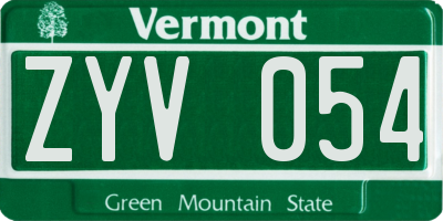 VT license plate ZYV054