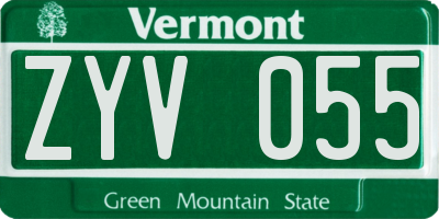 VT license plate ZYV055