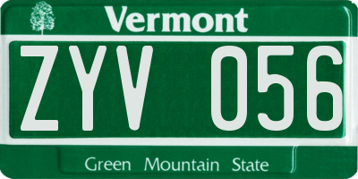 VT license plate ZYV056