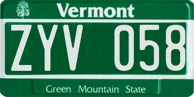 VT license plate ZYV058