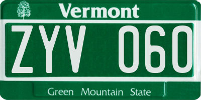 VT license plate ZYV060