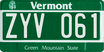 VT license plate ZYV061