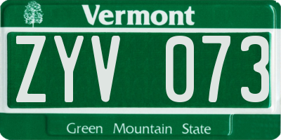 VT license plate ZYV073