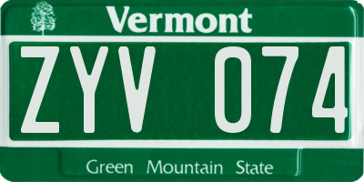 VT license plate ZYV074