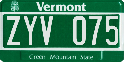VT license plate ZYV075