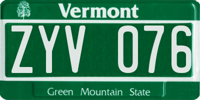 VT license plate ZYV076