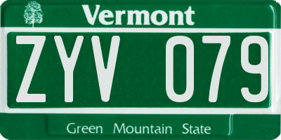VT license plate ZYV079