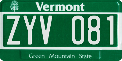 VT license plate ZYV081