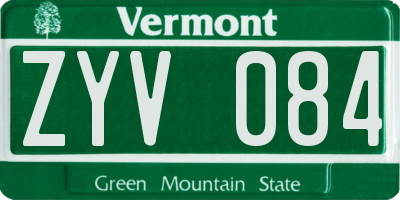 VT license plate ZYV084