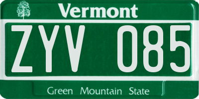 VT license plate ZYV085