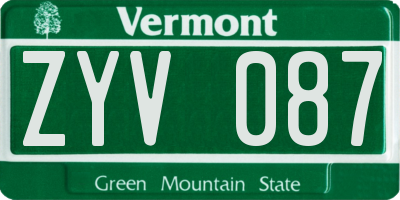 VT license plate ZYV087