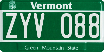 VT license plate ZYV088