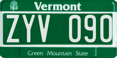 VT license plate ZYV090