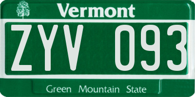 VT license plate ZYV093