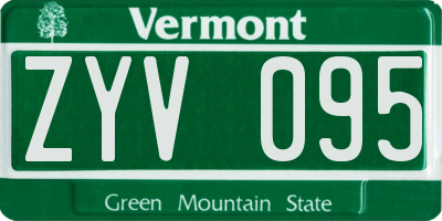 VT license plate ZYV095