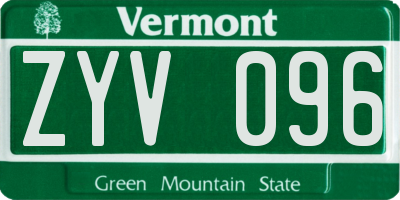 VT license plate ZYV096