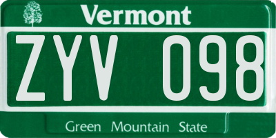VT license plate ZYV098