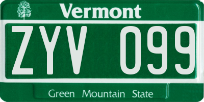 VT license plate ZYV099