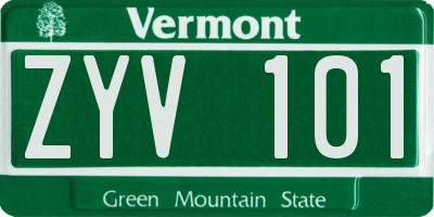 VT license plate ZYV101