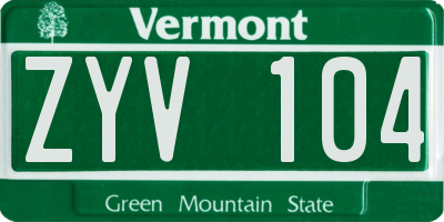 VT license plate ZYV104