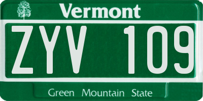 VT license plate ZYV109