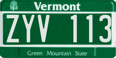 VT license plate ZYV113