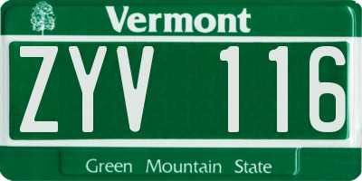 VT license plate ZYV116