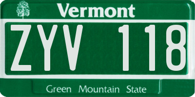 VT license plate ZYV118
