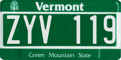 VT license plate ZYV119