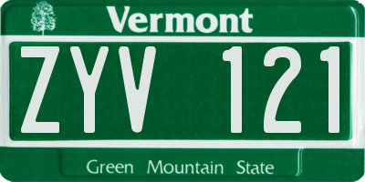 VT license plate ZYV121