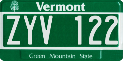 VT license plate ZYV122