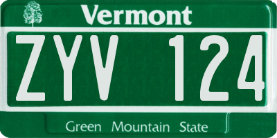VT license plate ZYV124